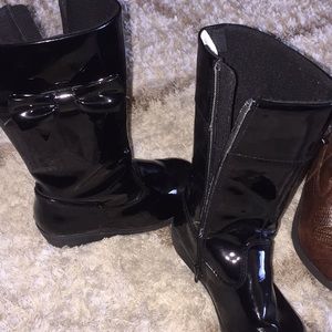 Black patent leather boots
